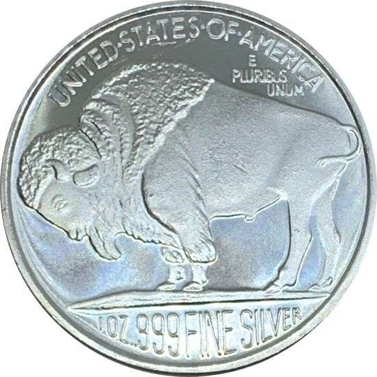 Buffalo Nickel Style 1 oz Silver Round silver, round, 999, 1 ounce, coin, united states, buffalo nickel, buffalo, replica